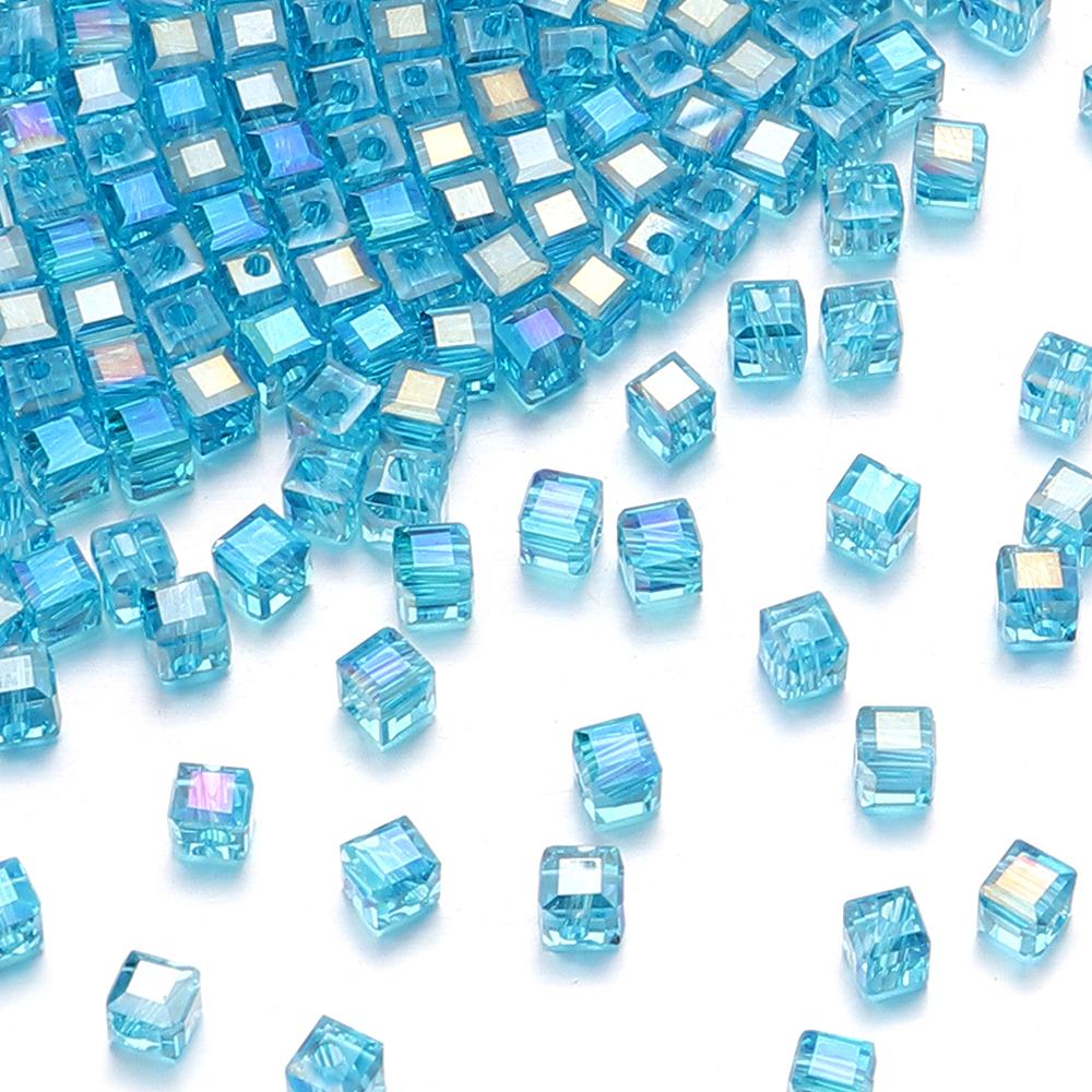 

50pcs 4 6 8mm Square Crystal Beads Colorful Faceted Glass Loose Spacer Bead For Jewelry Making DIY Necklace Bracelet Accessories 4mm синий