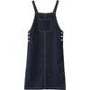 French Style Slim Denim Dress with Pleated Skirt & Belt