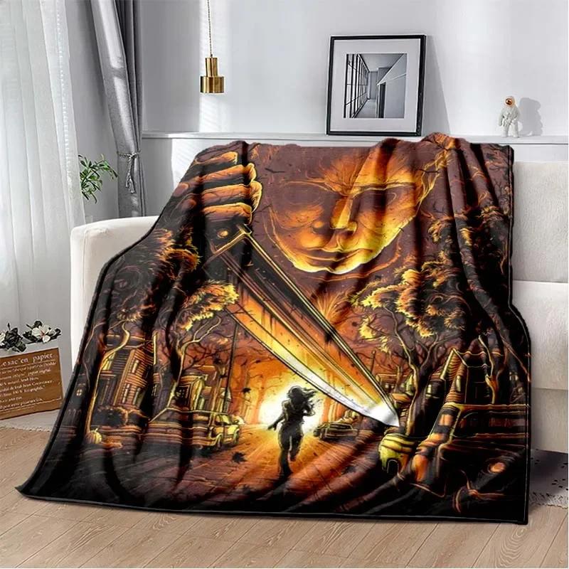 Horror movie character M-Michael Myers Halloween Home Bed Blanket Comfortable Portable Bedroom Sofa Picnic Blanket Gift