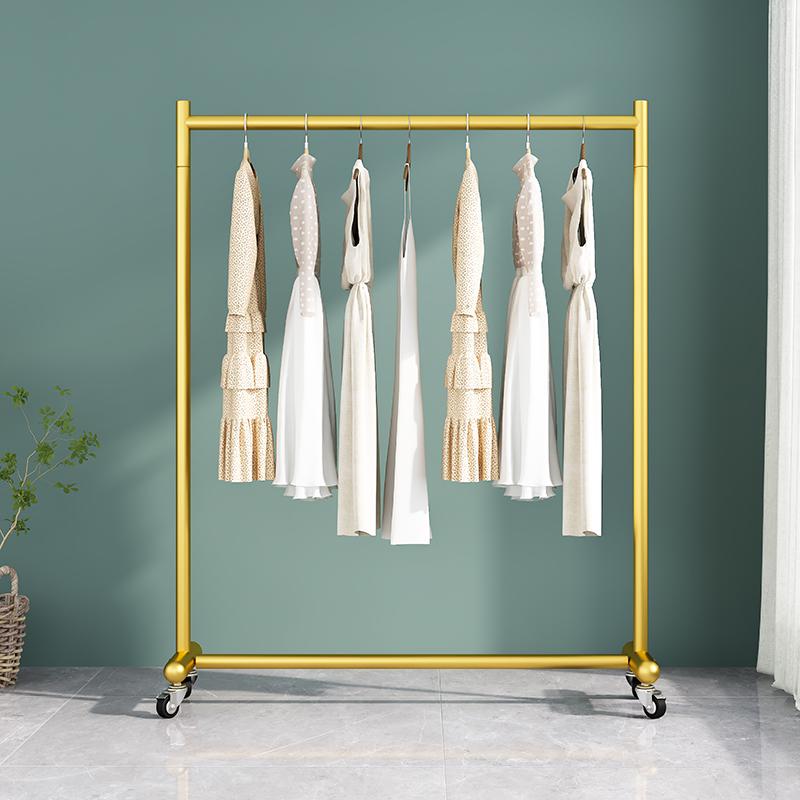 Adjustable Floor-Standing Clothing Rack with Wheels for Women's and Children's Wear