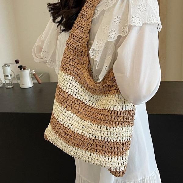 Beach Straw Bag New Summer Versatile Shoulder Armpit Bag Seaside Vacation Woven Tote Bag