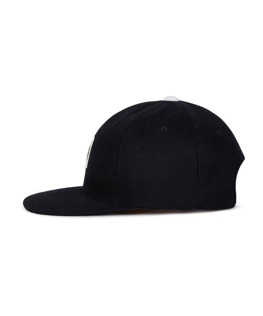 Bajal Va Square Applique Wool Baseball Cap Black