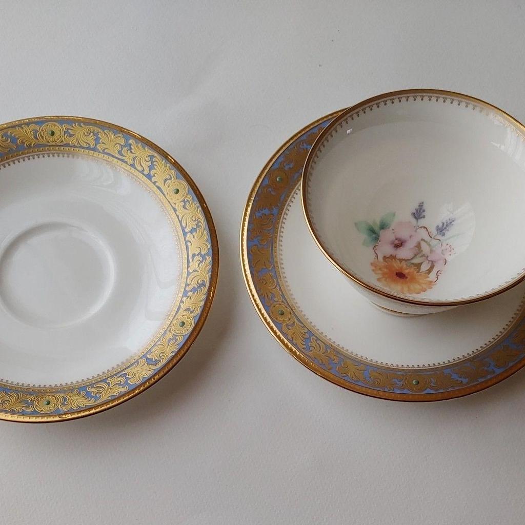 Used Noritake Cup and Saucer, Gold Trim, Floral Pattern, GRAND BROCHE