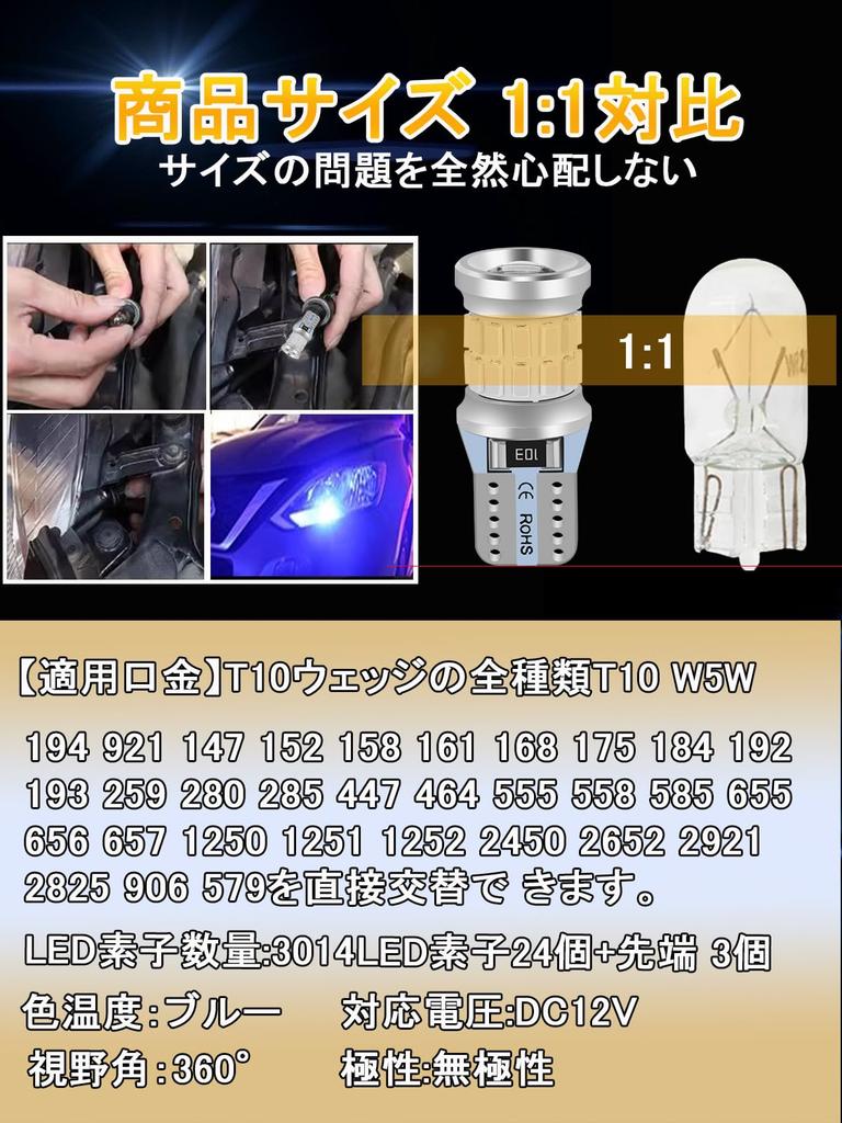 XELORD T10 LED Blue Explosive Light New Lens Concentration 360°