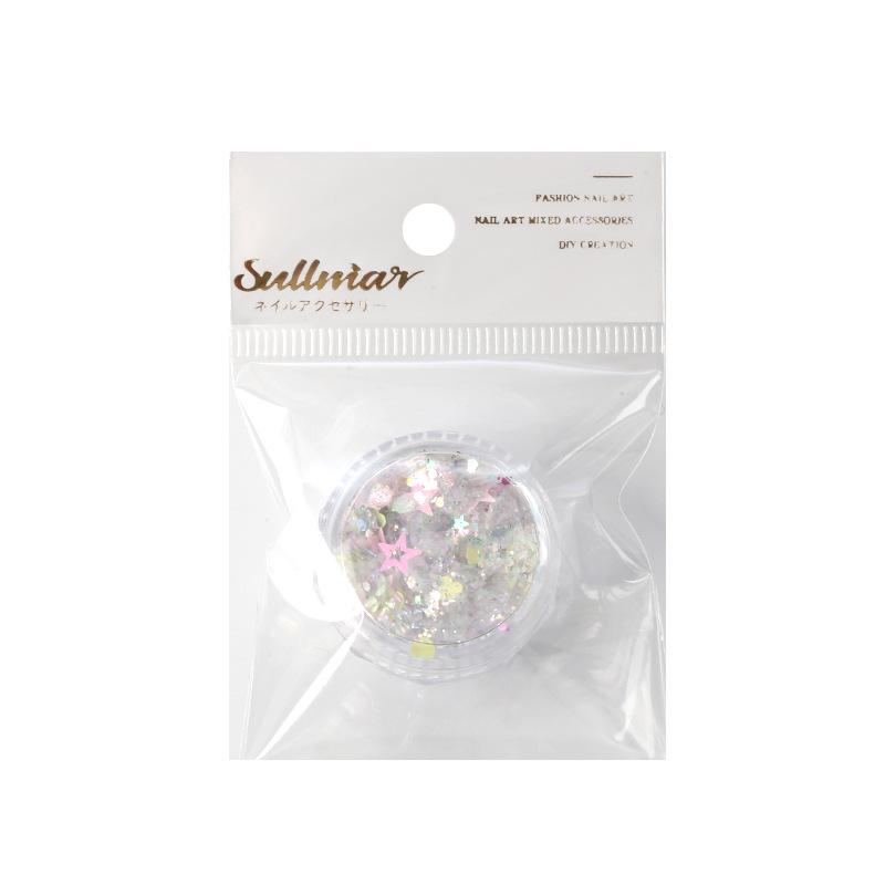 Yao Xing Nail Art Glitter Mix: Coarse & Fine Sequins, Five-Pointed Stars, Irregular Hexagons