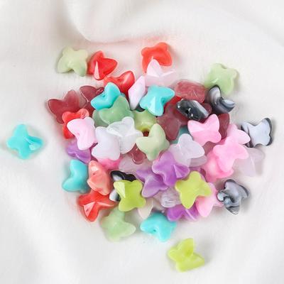 12Mm Color Acrylic Butterfly Loose Beads Diy Oil Painting Imitation Porcelain Painting Color Bead Partition Necklace Beaded Jewelry Accessories