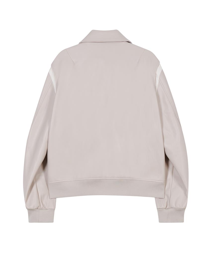 Ironyporno Whiteline 86-Iro199 Color Mix Varsity Leather Jacket Ivory
