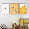 Yellow Cartoon Bee Honey Canvas Painting Wall Art Modern Cute Posters and Prints for Kidsroom Kindergarten Living Room Decor