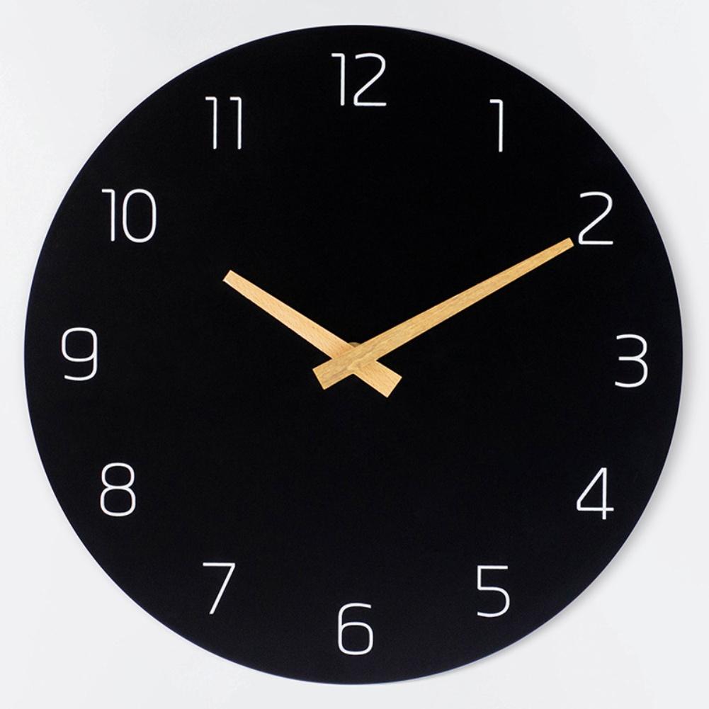 Frameless Wooden Wall Clock 30cm with Silent Quartz Movement Battery Operated for Bedroom Study and Office Walls