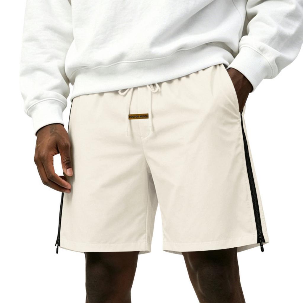 Men's Casual Athletic Shorts with Side Zipper - Loose Fit Streetwear Shorts