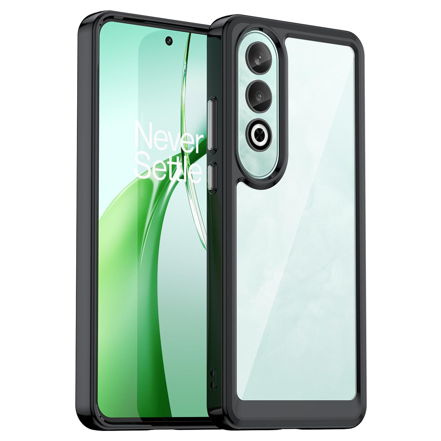 

For OnePlus Nord CE4 5G Case Drop-Proof TPU Frame Clear Acrylic Protective Phone Shell Black