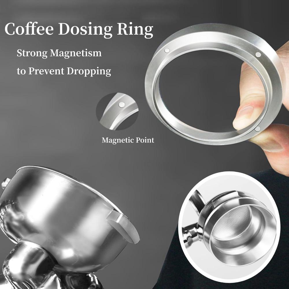 Magnetischer Quantitativer Kaffeepulver-Auffangring-Set für Espressomühle - Anti-Flugpulver Kaffee-Verteilerzubehör YJKJ-jfh1