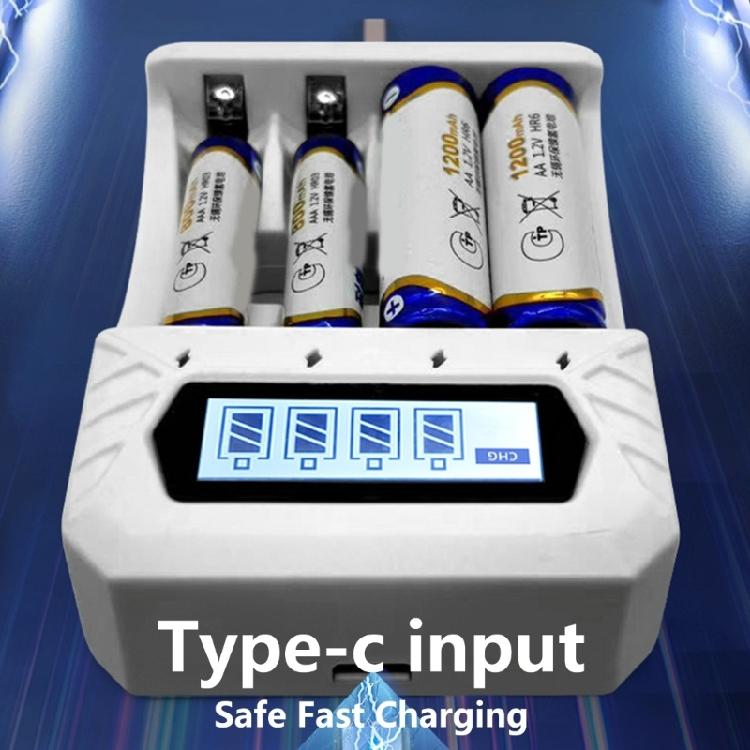 Type C 4 AA and 3A Rechargeable Batteries Charger DC12V 800mA High Capacity 1.2V NiMH with Low Selfs Discharge