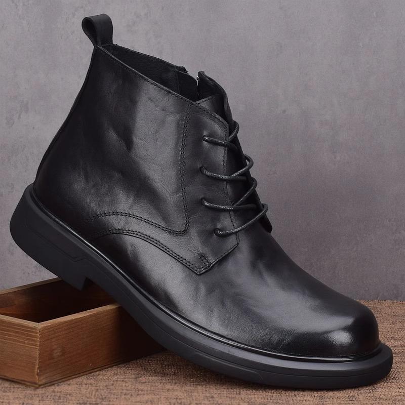 Martin boots men's boots high-top autumn and winter velvet thick-soled casual boots medium-top fashion leather boots
