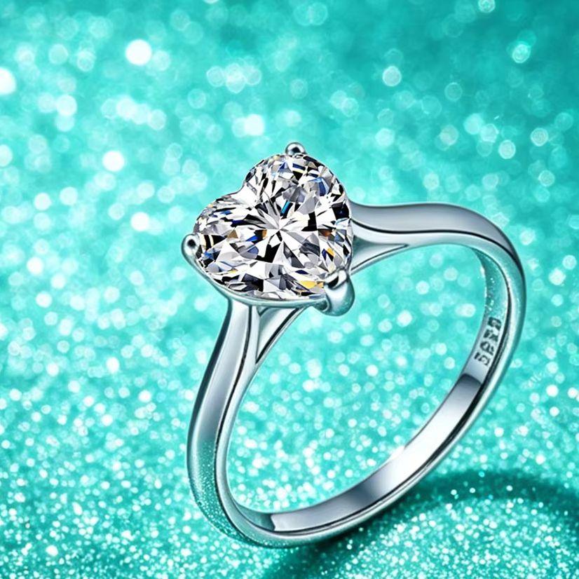 VENTFILLE 100% Copper2Carat D Color Moissanite Rings For Women Jewelry Engagement Band Wedding Ring
