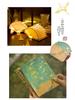 Burning Glass Bead Fan-Shaped Lamp: Oil Painting-Inspired Book Lamp with Calligraphy Text - Creative Ancient Style Gift.