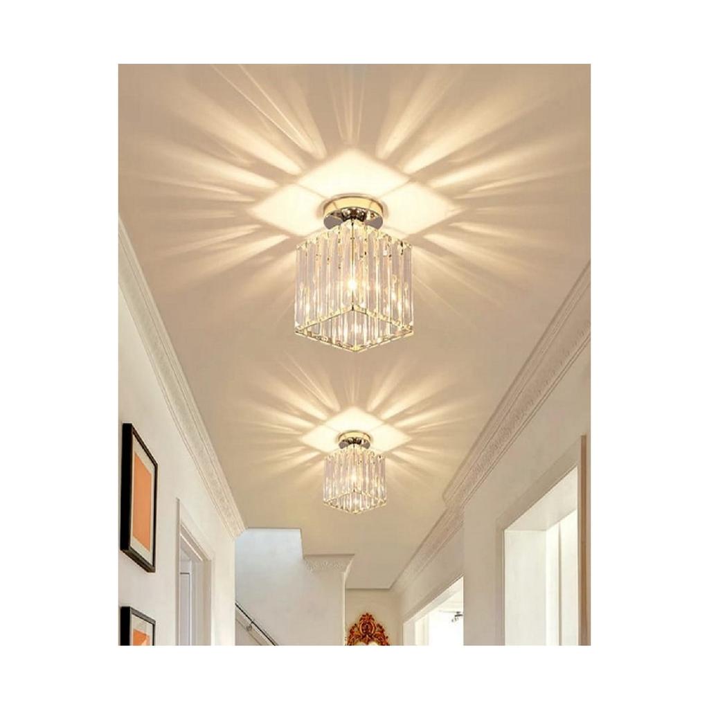 Plafonier Candelabru din piatră de un singur cristal de argint