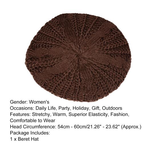 Beret Hat High Elastic Comfortable to Wear Convenient Women Plain Color Knit Beret Hat for Outdoor