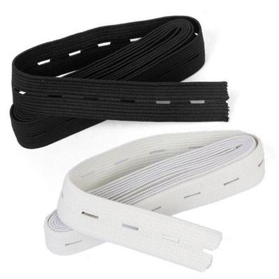 5 Stück Strick-Knopfloch Flache Elastikbänder 20mm Weiß und Schwarz