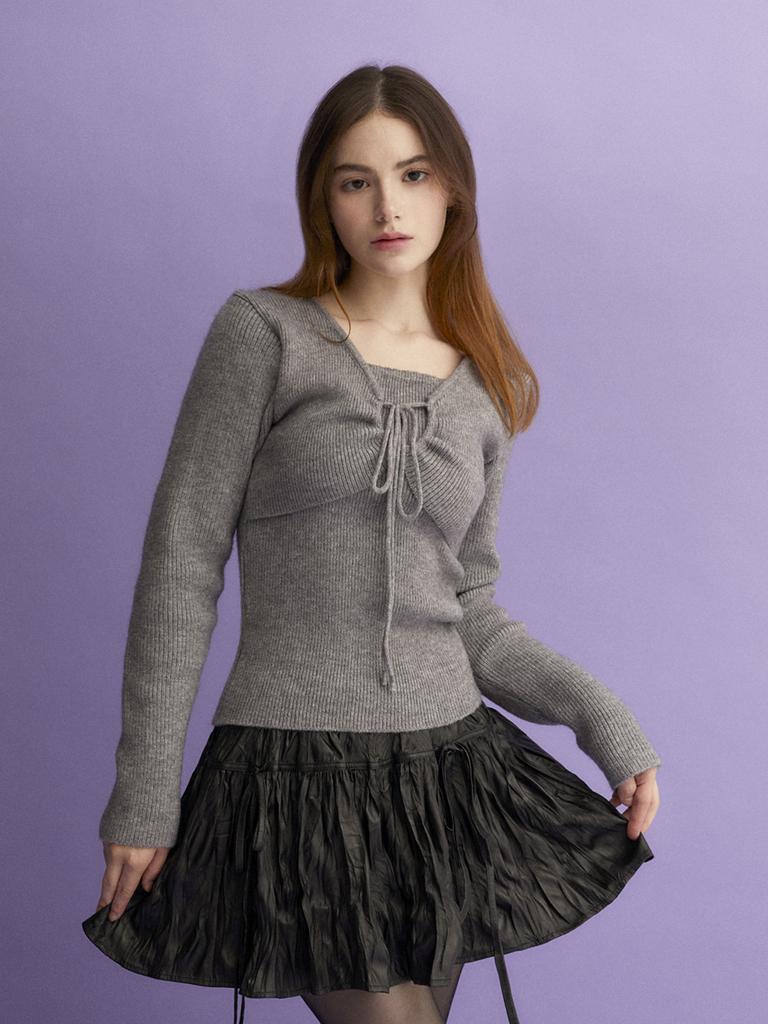 KOOLKITTEN Butterfly Knit Top (Gray)