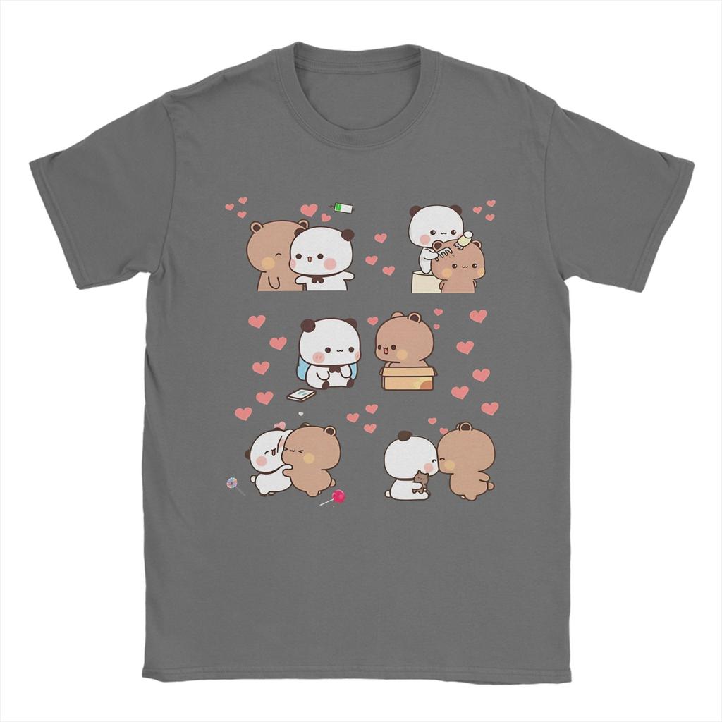 Unique Kawaii Bubu Dudu Couple Pandas TShirts Unisex Round Neck 100 Cotton T Shirt Short Sleeve Tee Shirt Unique Tops