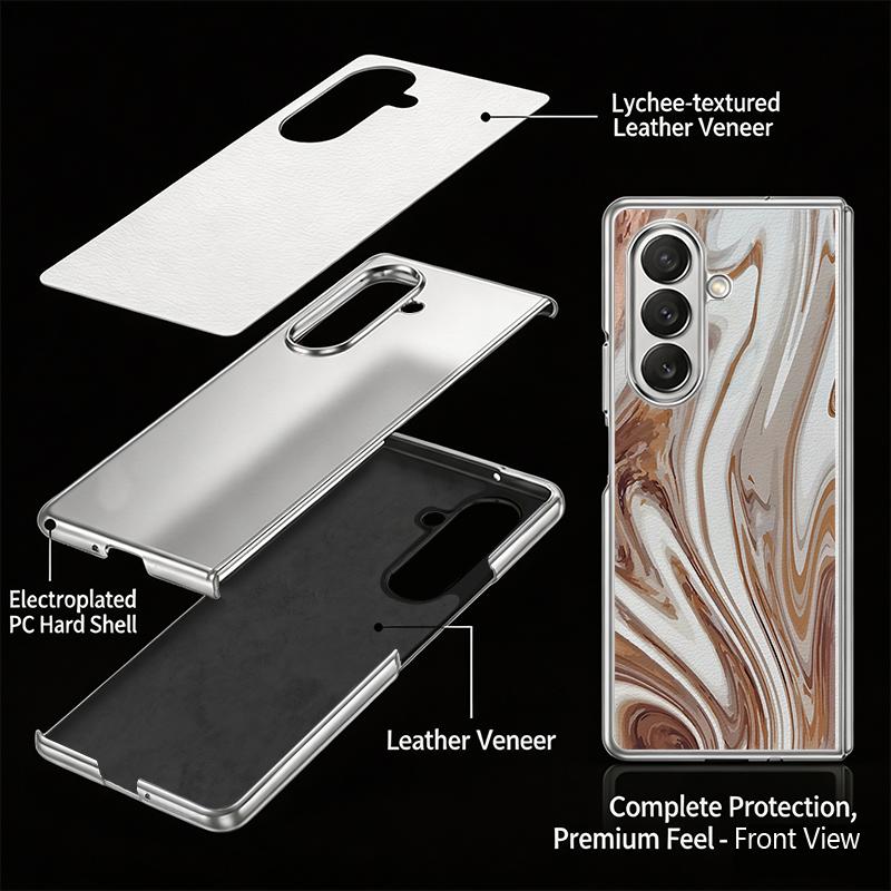 Watercolor Marble Case For Samsung Z Fold 8 Ultra 7 6 5 Hybrid 3in1 Leather Skin Plating Folding Phone Cover For Galaxy Z Fold8 Fold7 Fold6