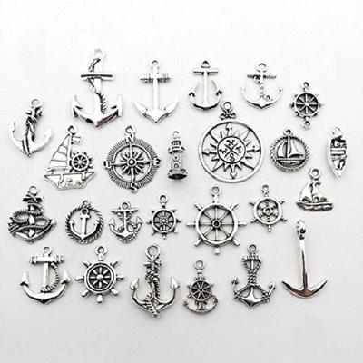 50 Pcs Craft Supplies Nautical Ship Wheel Anchor Lig Charms Pendants for Crafting, Jewelry Findings Making Accessory For fIY Necklace Bracelet