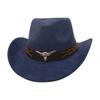 Ethnic Style Brown Cow Head Suede Top Hat Western Cowboy Hat Stage Jazz Hat