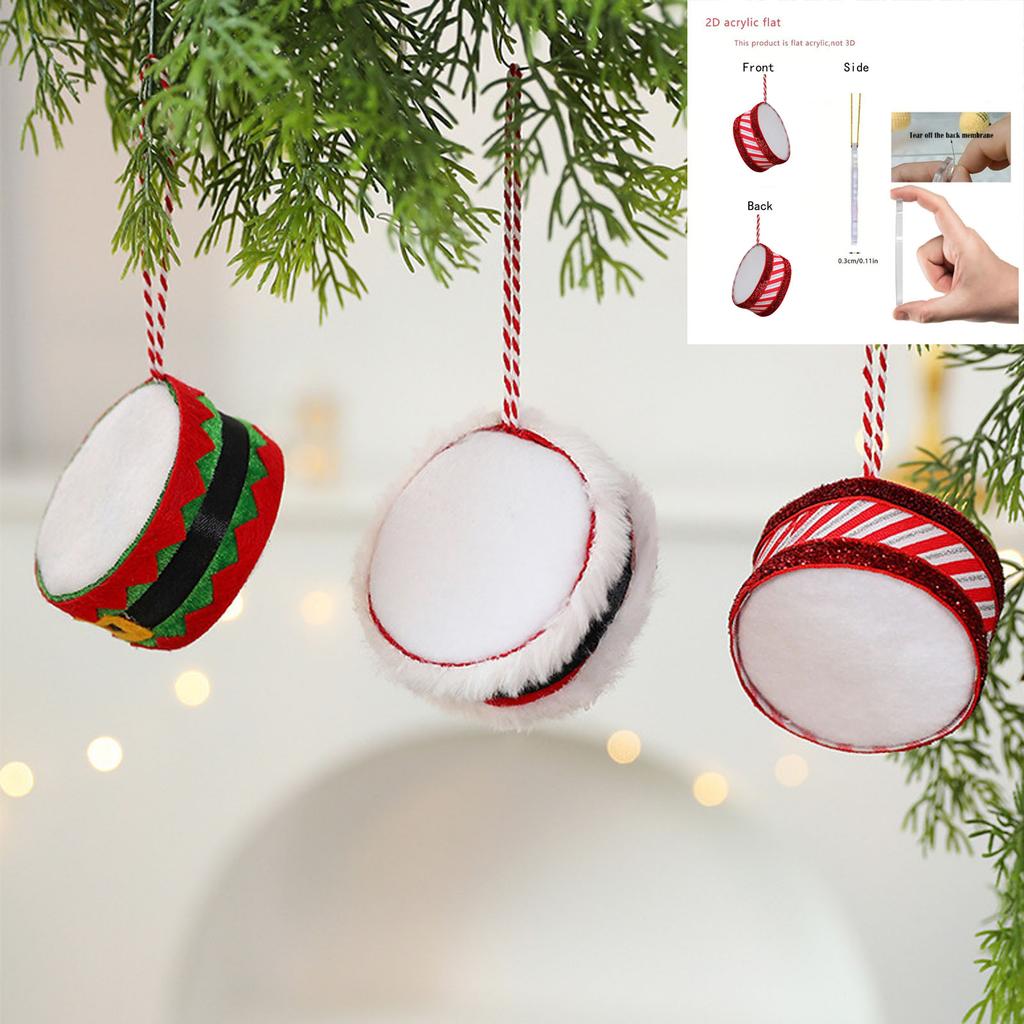 Christmas Small Drum Decoration Pendant DIY Christmas Decorations Fabric Foam Drum Pendant