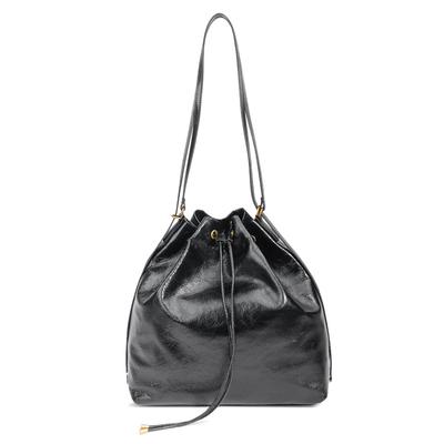 Die erste Schicht Ölwachs-Rindsleder-Tasche Damen Eimertasche Hochwertiger Sinn Nische Schlichte Große Kapazität Achseltasche