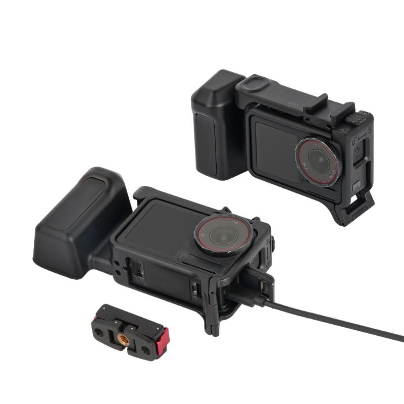 Ergonomic Grip Handle Cage For Action 5pro/4/3 Action Cameras Featuring Cold Shoe Mount Built In Shutter Button