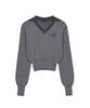 Nigaennikol Classic Color Block Collar Knit_Charcoal