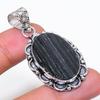 Natural Black Tourmaline Gemstone 925 Sterling Silver Jewelry Pendant 1.97" AP-14249