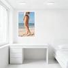 Sexy Blonde Woman On Tropical Beach Sand Ocean Horizon Vintage Tin Sign Metal Poster for Home Bar Wall Decor 8x12 Inch