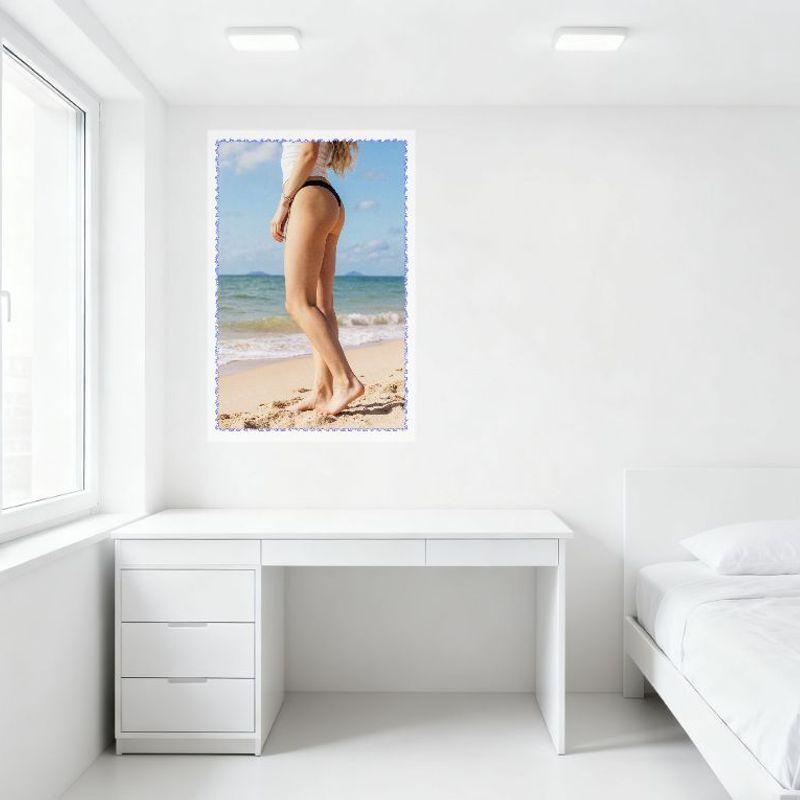 Sexy Blonde Woman On Tropical Beach Sand Ocean Horizon Vintage Tin Sign Metal Poster for Home Bar Wall Decor 8x12 Inch