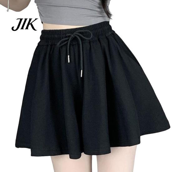 Women Relaxed Fit Shorts Summer Elastic High Waist Adjustable Drawstring Casual Loose with Pockets Solid Color Wide Leg Loose-fitting High-waist M