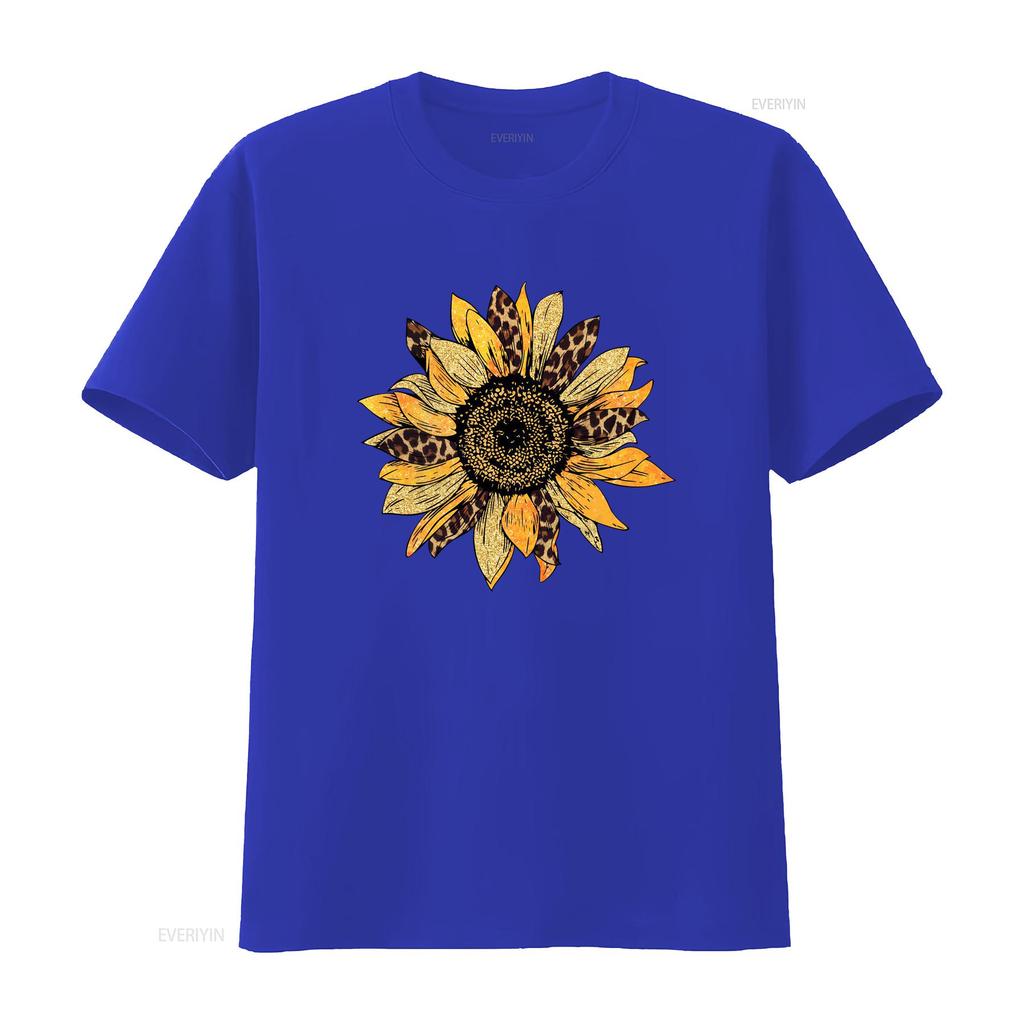 Leopard Sunflower T Shirt Print Botanical Mothers Day Gift Unisexs Flowers Vintage Breathable Comfortable Fashion