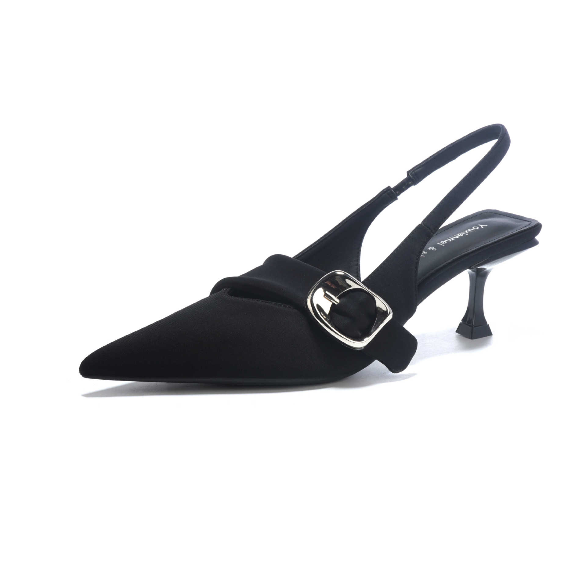 

Премиум-сандалии с заостренным носком, летняя одежда, новый вечерний темперамент, квадратная пряжка, заостренные одинарные туфли 39