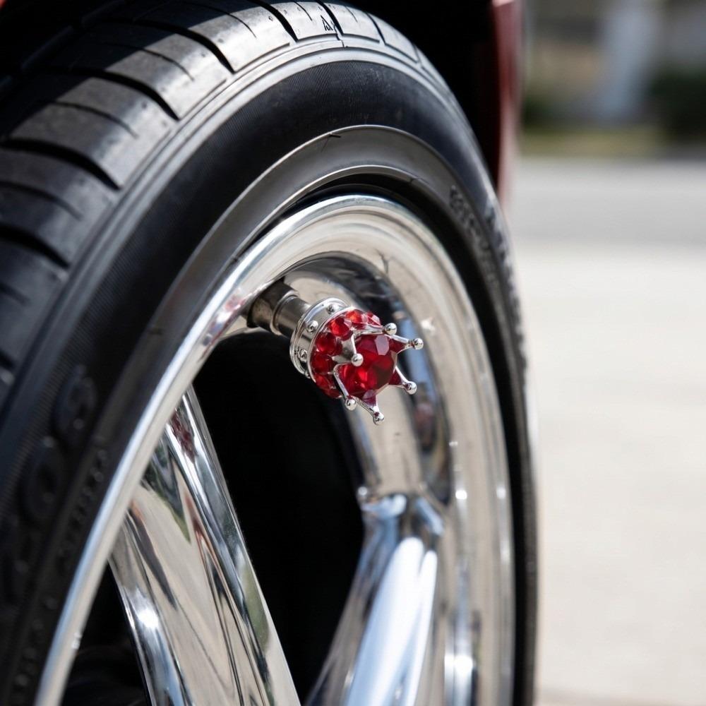 4PCS Crown Diamond Vehicle Car Tire Caps Covers Car Wheel Tire Valve Caps  Auto Detailing