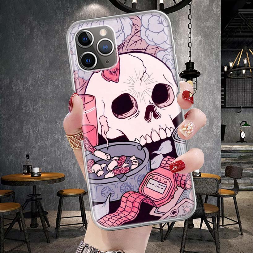 Rosa Katzen Schädel Zauberin Hexe Weiche Handyhülle Für IPhone 11 17 Air 16E 16 Pro Max 15 + 14 Plus 13 Mini 12 Apple 7 SE 8 Hüllen C
