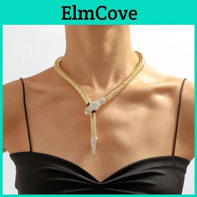 N9274 Extravagante Schlangenkette im Punk-Hip-Hop-Stil mit mikro-eingelegten Glasdiamanten