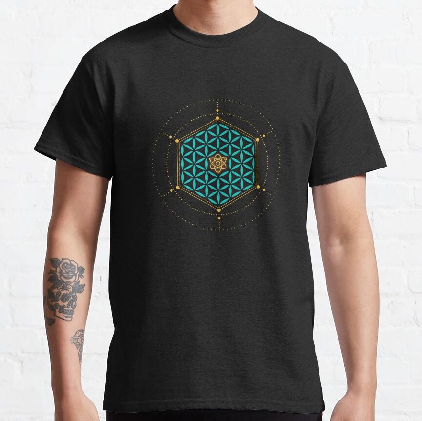 Aum Mandala Sacred Geometry T-Shirt for Men Spiritual Magic Zen Symbol 100% Cotton Printed T Shirt for Man Plus Size Clothing