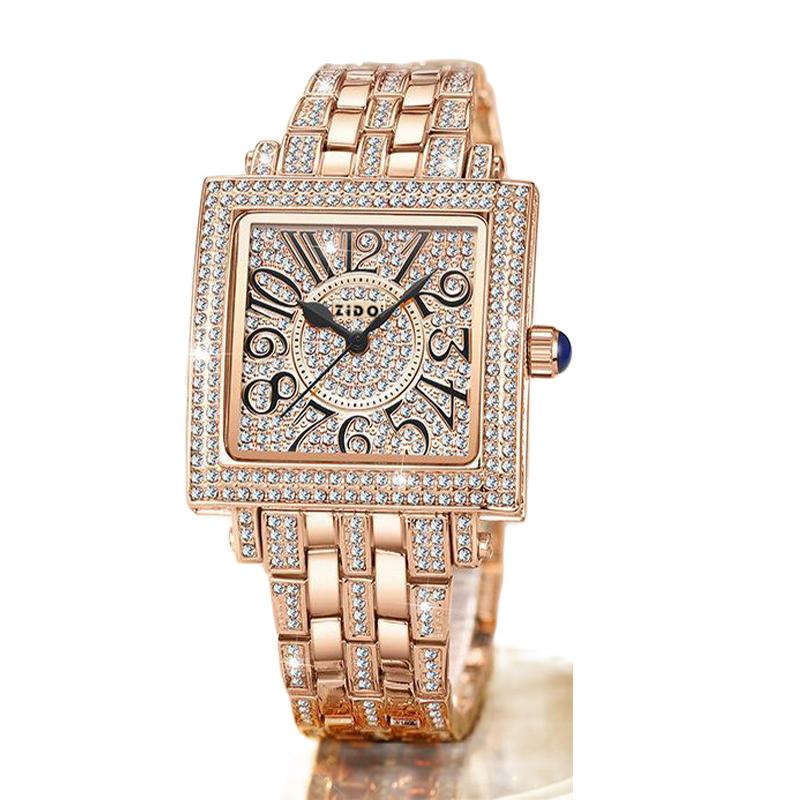 UTHAI Damski Zegarek Marka Lekki Luksus Retro Zaawansowany Wodoodporny Diamentowy Pełne Niebo Gwiazdy Kwadratowy Damski Modny Kwarcowy Zegarek