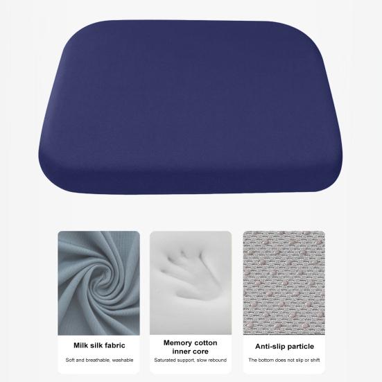 Cojín de espuma viscoelástica para asiento con lazos, rebote lento, antideslizante, para las cuatro estaciones, funda elástica, para silla de oficina, hogar, coche, cuadrado