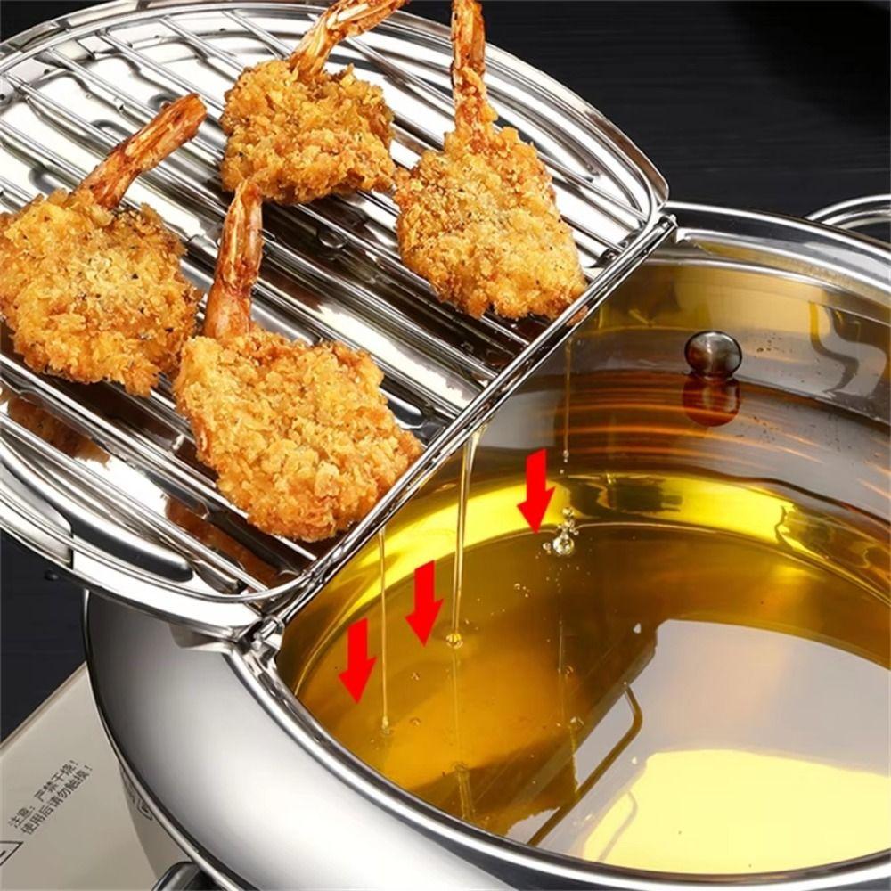 Stainless Steel Deep Frying Pot 2.2/3.2/4.2L Mini Cooking Fryer Fryer Pot  Household Cooking