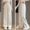 Women's High Waist Wide Leg Pants Loose Fit Straight Sweatpants Drawstring Solid Color Summer American Casual Banana Trousers