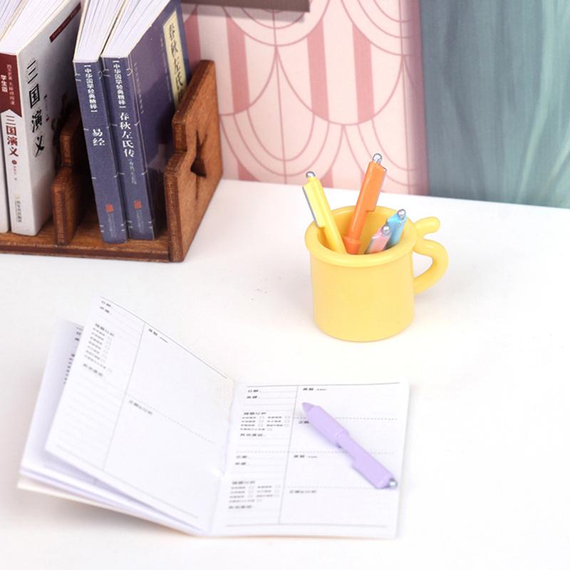 5 יחידות סט עטי כדור 1/12 לבית בובות, קישוט מיני לחדר לימוד של בית בובות, אביזרי כלי כתיבה לבית בובות