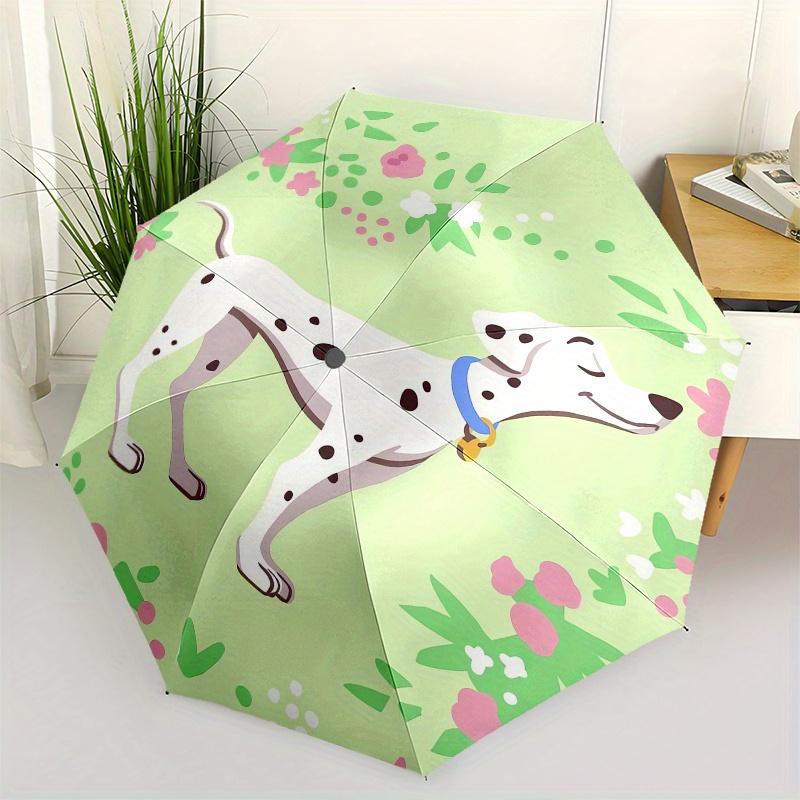 

101 Dalmatian,Floral Automatic Folding Umbrella Simple 8 Rib Design, Bright Cartoon Pattern, Durable Iron Frame, Suitable For Travel, Outd