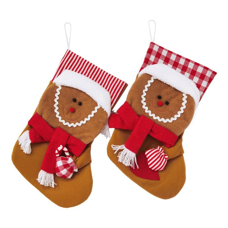 Gingerbread Men Stocking Cute Christmas Characters Stockings Holiday Decoration Christmas Tree Ornament for Doorknob Window