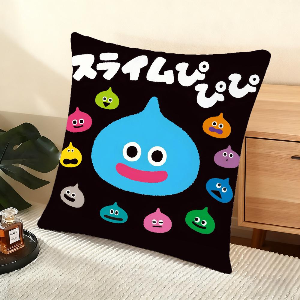 D-Dragon Quest Rocket Slime Cushion Cover Soft Short Plush Pillow Cover Smooth Cozy Texture Aesthetic Cushion Case Home Decor